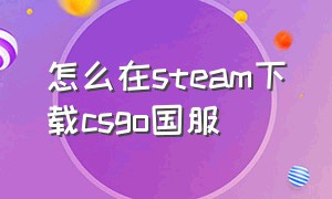 怎么在steam下载csgo国服