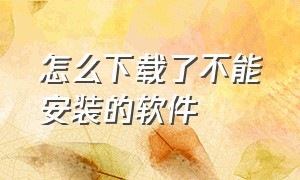 怎么下载了不能安装的软件