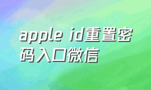 apple id重置密码入口微信