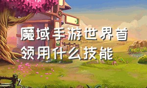 魔域手游世界首领用什么技能