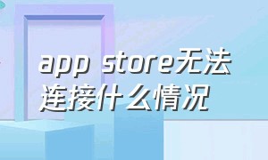 app store无法连接什么情况