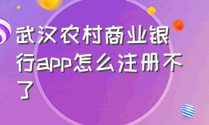 武汉农村商业银行app怎么注册不了