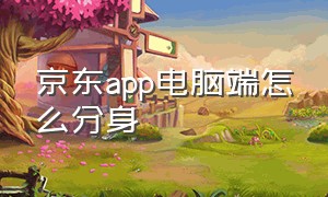 京东app电脑端怎么分身