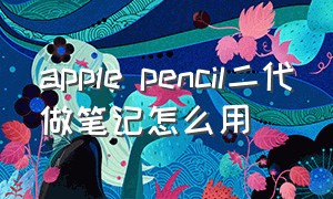 apple pencil二代做笔记怎么用
