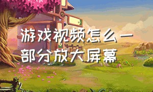 游戏视频怎么一部分放大屏幕