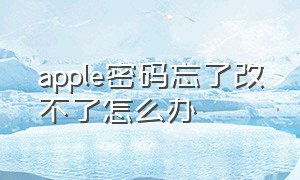 apple密码忘了改不了怎么办