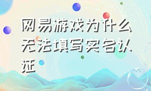 网易游戏为什么无法填写实名认证