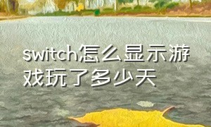switch怎么显示游戏玩了多少天