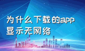 为什么下载的app显示无网络