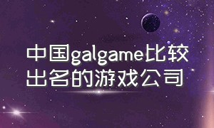 中国galgame比较出名的游戏公司