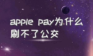 apple pay为什么刷不了公交