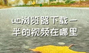 uc浏览器下载一半的视频在哪里