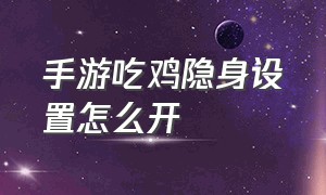 手游吃鸡隐身设置怎么开