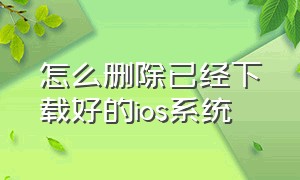 怎么删除已经下载好的ios系统