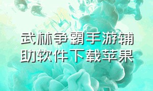 武林争霸手游辅助软件下载苹果