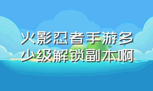 火影忍者手游多少级解锁副本啊