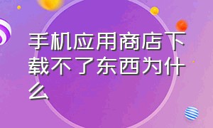 手机应用商店下载不了东西为什么