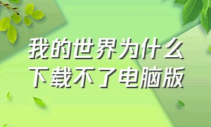 我的世界为什么下载不了电脑版