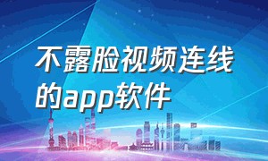 不露脸视频连线的app软件