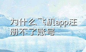 为什么飞机app注册不了账号