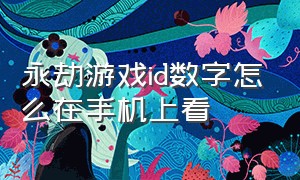 永劫游戏id数字怎么在手机上看