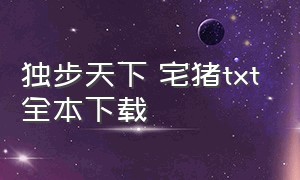 独步天下 宅猪txt全本下载