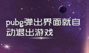 pubg弹出界面就自动退出游戏