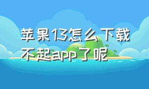 苹果13怎么下载不起app了呢