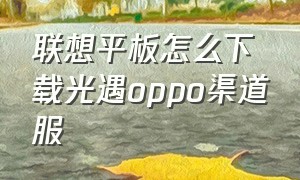 联想平板怎么下载光遇oppo渠道服