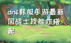 dnf韩服手游最新风战士技能咋搭配