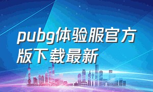 pubg体验服官方版下载最新