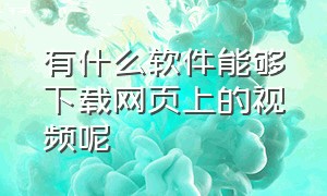 有什么软件能够下载网页上的视频呢