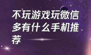 不玩游戏玩微信多有什么手机推荐