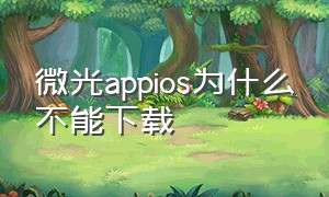 微光appios为什么不能下载