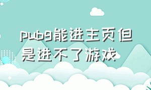 pubg能进主页但是进不了游戏