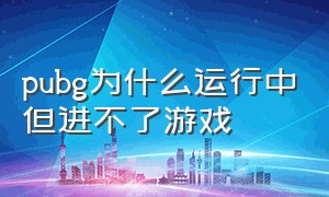 pubg为什么运行中但进不了游戏