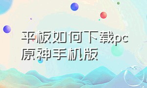 平板如何下载pc原神手机版