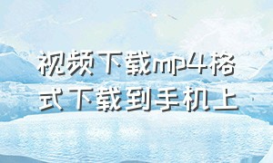 视频下载mp4格式下载到手机上