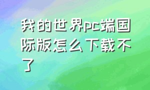 我的世界pc端国际版怎么下载不了