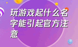 玩游戏起什么名字能引起官方注意