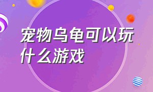 宠物乌龟可以玩什么游戏