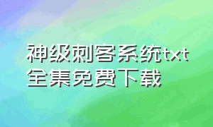 神级刺客系统txt全集免费下载