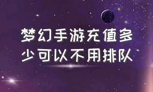 梦幻手游充值多少可以不用排队