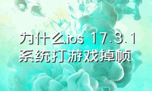 为什么ios 17.3.1系统打游戏掉帧