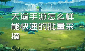 天谕手游怎么样能快速的批量采摘