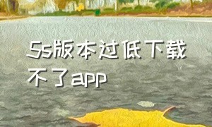 5s版本过低下载不了app