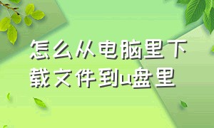 怎么从电脑里下载文件到u盘里