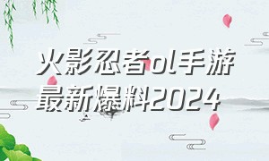 火影忍者ol手游最新爆料2024