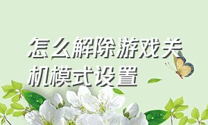 怎么解除游戏关机模式设置