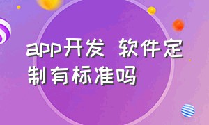 app开发 软件定制有标准吗